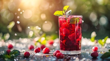 Berry hibiscus tea in clear glass vibrant and refreshing