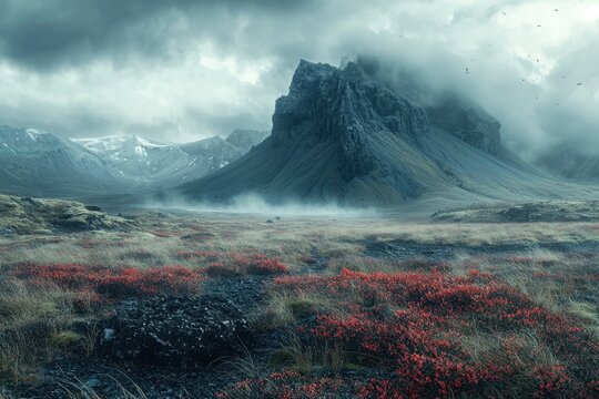 A surreal landscape of desaturated colors and formations