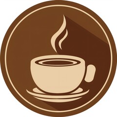 Obraz premium Brown Beige Circle Coffee Shop Logo 