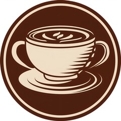 Obraz premium Brown Beige Circle Coffee Shop Logo 