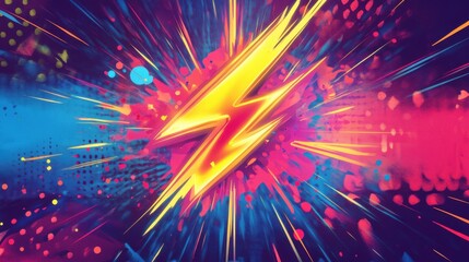 Obraz premium Vibrant lightning bolt on colorful abstract background