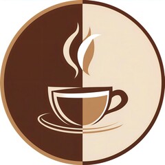 Obraz premium Brown Beige Circle Coffee Shop Logo 