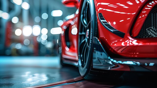 Close-up of a sportscar front lip splitter