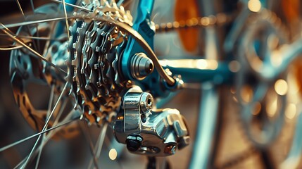 Close up of a bicycle gear shifter in action