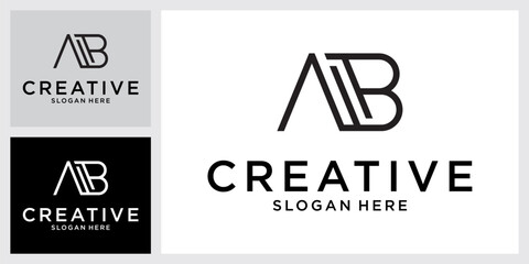 AB or BA initial letter logo design vector