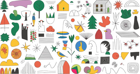 Vector 50 Hand-Drawn Line Art Elements: A Doodle Lover's Paradise







