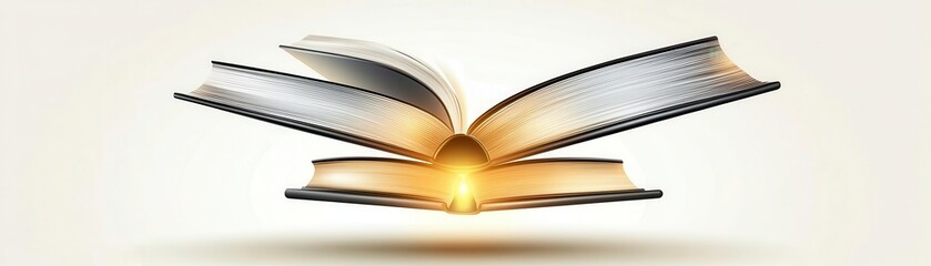Naklejka premium An open book radiates warmth and knowledge, symbolizing enlightenment and the joy of reading.