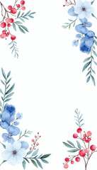 Blue and Red Floral Border Design [with copy space]