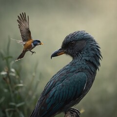 Obraz premium A dialogue between a bird and its owner about the meaning of freedom. 