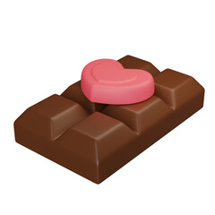 chocolate with pink heart shape chocolate 3D graphic