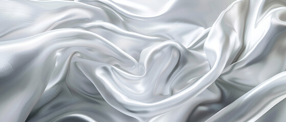 Obraz premium Smooth elegant gray silk or satin luxury cloth can use as wedding background ,Flowing white satin fabric texture for abstract wave