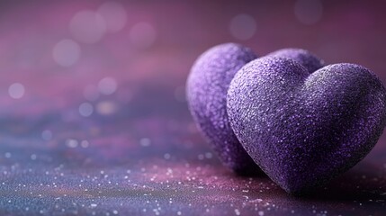 Fototapeta premium Beautiful Sparkling Purple Hearts for Romance and Affection