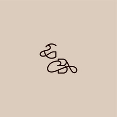 dynamic line initial GB luxurious organic style and elegant concept wedding typography monogram letter