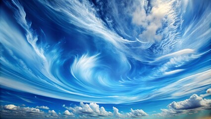A mesmerizing sky with ethereal clouds swirling and dancing in the vast expanse of blue