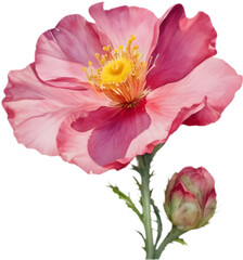 Naklejka premium Sun Rose flowers display vibrant deep pink.