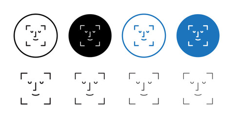 Face id icon outline set sign