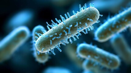 Fototapeta premium Close-up group small round blue-green bacteria appear Understanding the impact