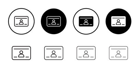 Identity card icon outline set sign