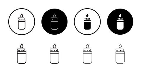 Lighter icon outline set sign