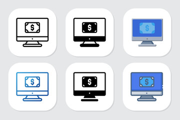 money icons with various design styles