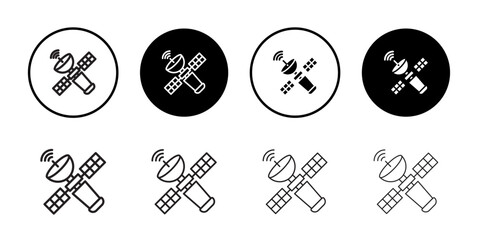 Satellite icon outline set sign