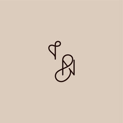 dynamic line initial wedding typography monogram letter luxurious organic style and elegant concept IN