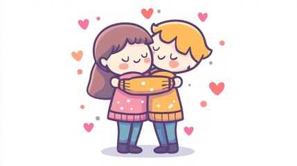 Loving Hug: Cute Characters Showing Affection