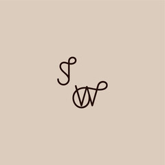 dynamic line initial wedding typography monogram letter luxurious organic style and elegant concept JW