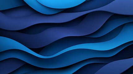 Obraz premium Abstract layered waves in various shades of blue creating a modern and dynamic visual effect. Great for backgrounds and artistic projects.