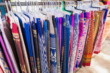 Ayutthaya, Thailand - September, 09, 2024 : Artisan Thai Clothing.Masterpieces of Textile Craft at Ayutthaya, Thailand.