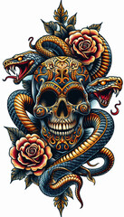 Naklejka premium TRIBAL TATOO トライバル タトゥ 刺青ドクロ