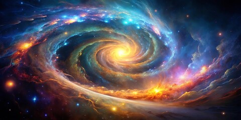 Obraz premium A Cosmic Tapestry Woven with Stardust and Nebulae, Where Colors Dance in a Symphony of Light and Dark