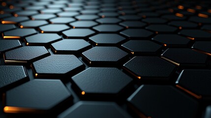 Obraz premium Abstract Black Hexagon Pattern Background Futuristic Design Technology Modern Geometri
