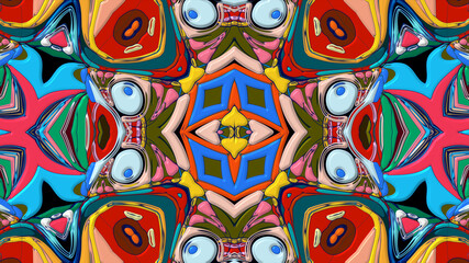 Colorful symmetrical abstract kaleidoscope background pattern for summer 