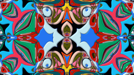 Colorful symmetrical abstract kaleidoscope background pattern for summer 