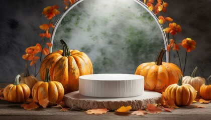 halloween podium with grey background
