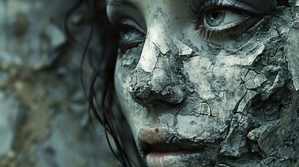 Cracked Skin Portrait: A Surreal and Dark Beauty
