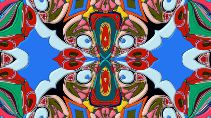 Colorful symmetrical abstract kaleidoscope background pattern for summer 