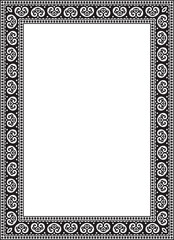 Vector square black monochrome ancient Russian ornament. Slavic rectangle, border, frame. Painting of the royal chambers