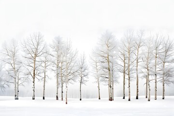 Fototapeta premium Serene winter landscape with bare trees in snow