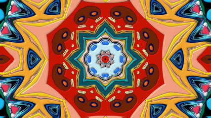 Colorful symmetrical abstract kaleidoscope background pattern for summer 