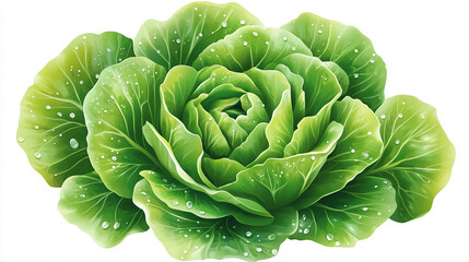 Obraz premium Juicy Green Cabbage Against White Background