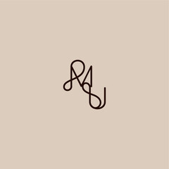 wedding typography monogram luxurious organic style and elegant concept MU dynamic line initial letter