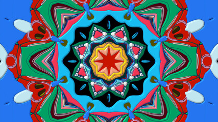 Colorful symmetrical abstract kaleidoscope background pattern for summer 