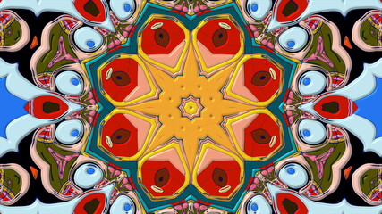 Colorful symmetrical abstract kaleidoscope background pattern for summer 