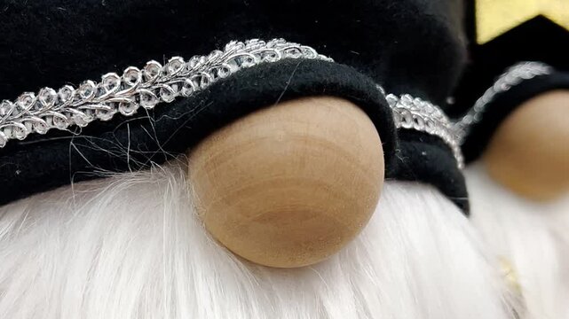 Close-up of a Christmas gnome's nose