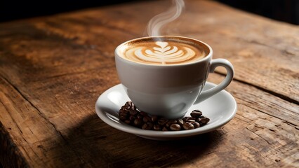 frothy cinnamon cappuccino served on a cozy wooden table, perfect for holiday relaxation
