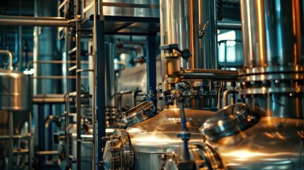 Industrial Steel Tanks and Piping in a Factory Setting