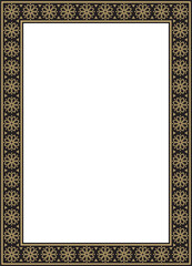 Obraz premium Vector square gold and black ancient Russian ornament. Slavic rectangle, border, frame. Painting of the royal chambers
