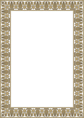 Vector square gold and black ancient Russian ornament. Slavic rectangle, border, frame. Painting of the royal chambers